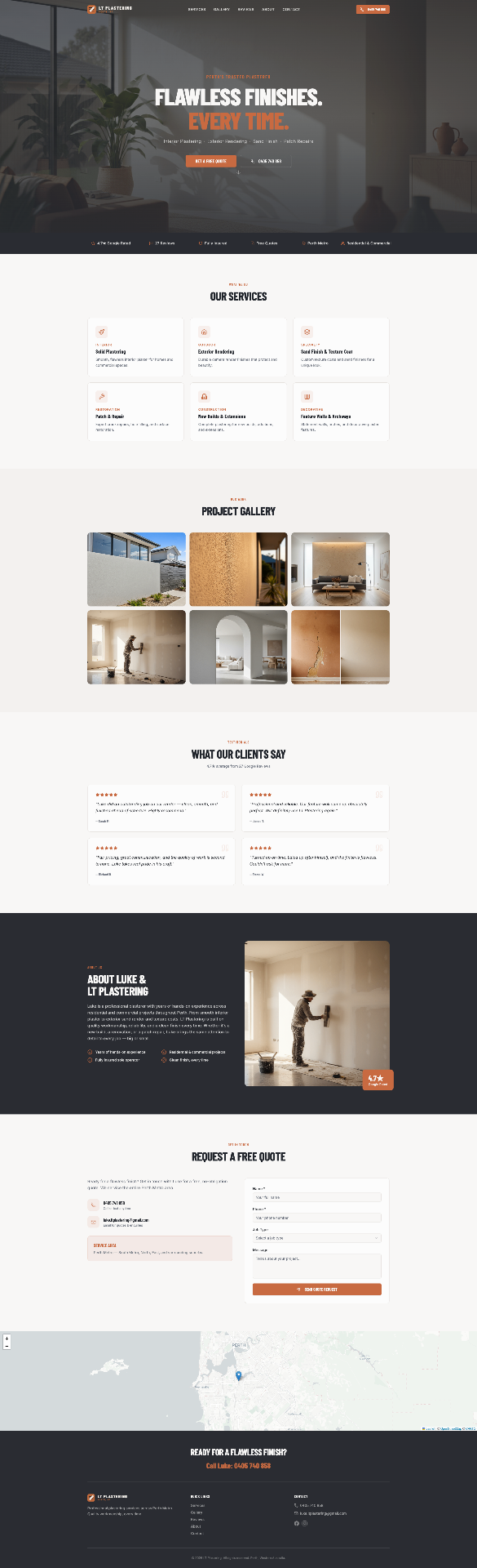 LT Plastering website by Core Creative