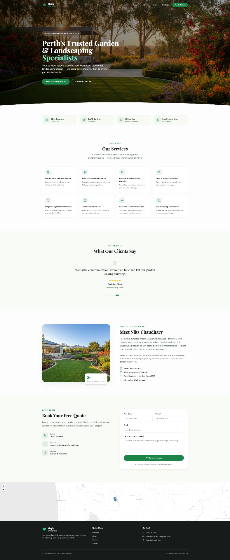 Maple Gardening website by Core Creative
