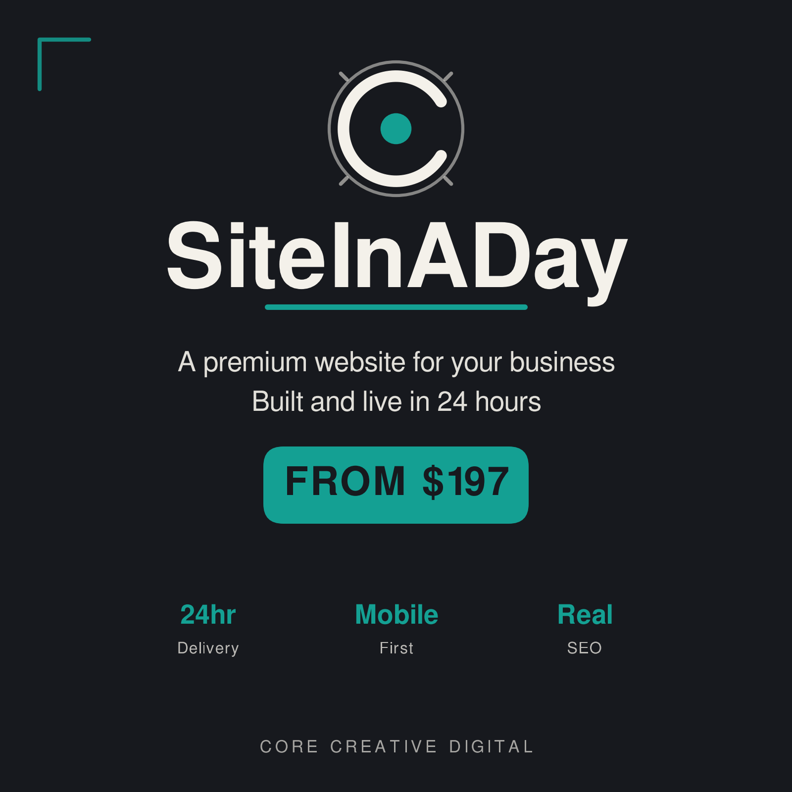 SiteInADay — professional website built and live in 24 hours, from $197